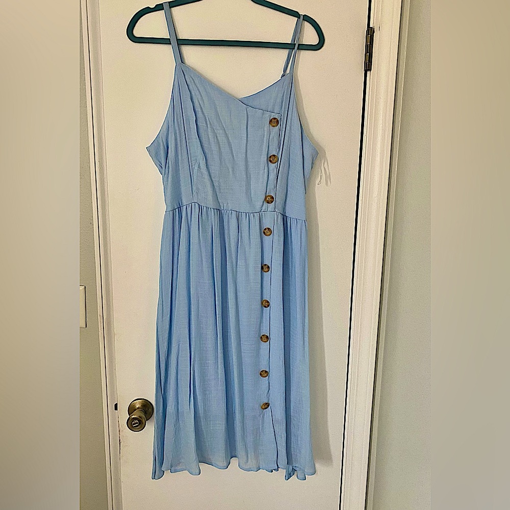 Mlle Gabrielle Light Blue Button-Front Sundress